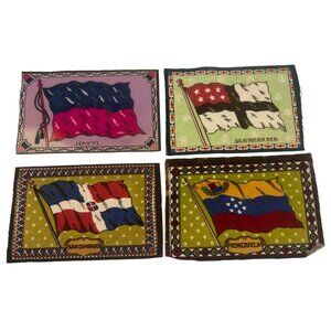 Vintage Tobacco Silks Flags Haiti So. African Rep. San Domingo Venezuela Qty 4